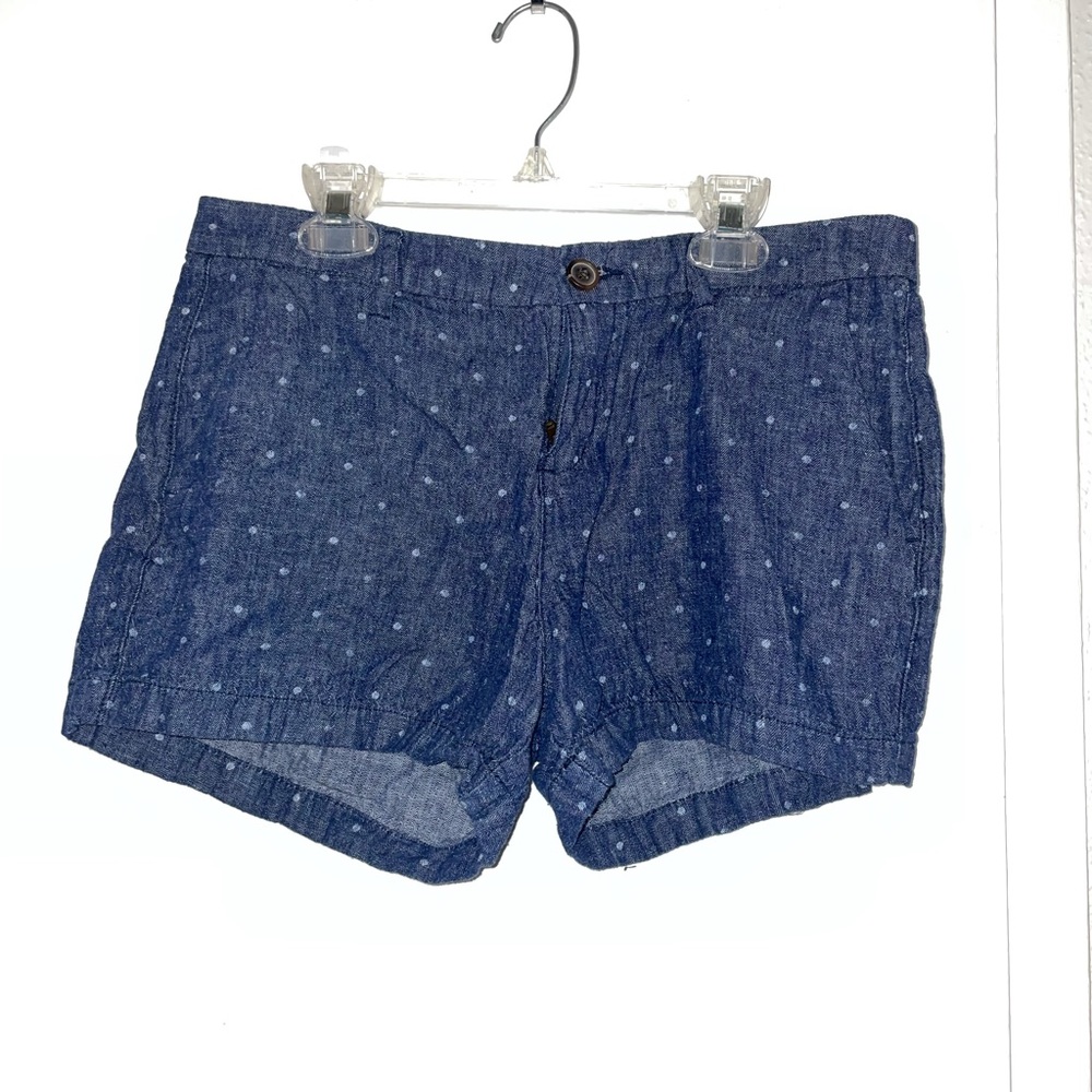 Blue Denim and White Dot Shorts